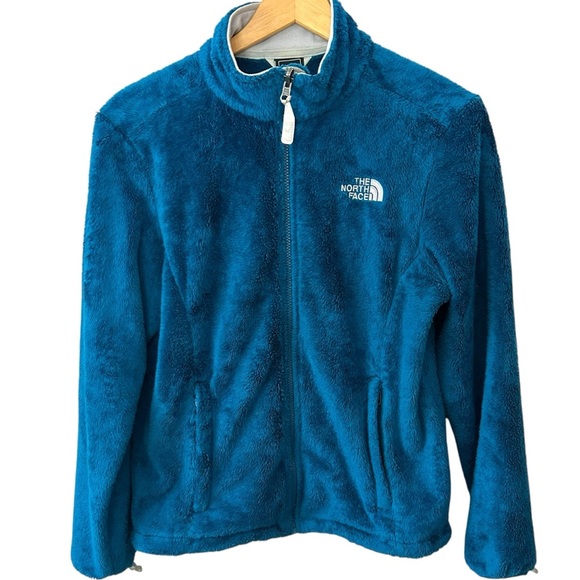 The North Face Women's Teal Blue Osito Fleece Jacket Coat Full Zip Pockets SizeM - Picture 1 of 5